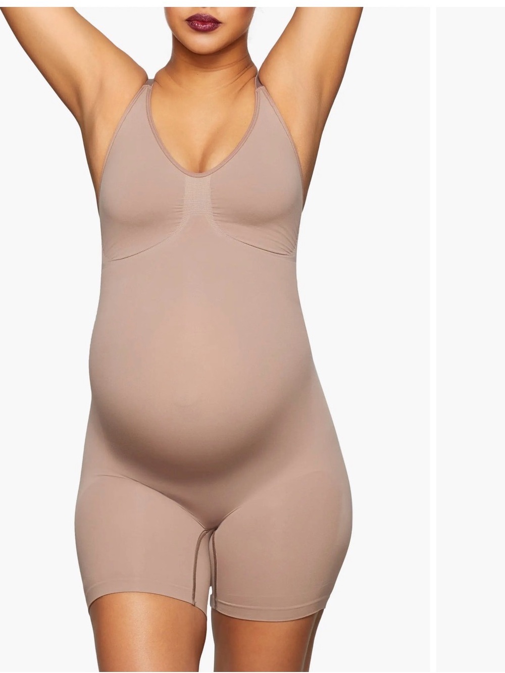 Skims Seamless Maternity Shapewear Bodysuit in clay